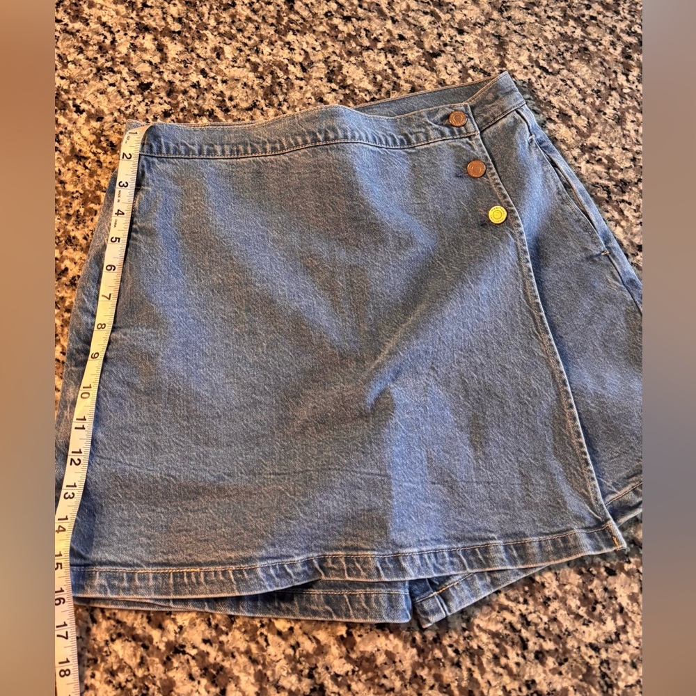 Habitual Denim Skort with Button Detail